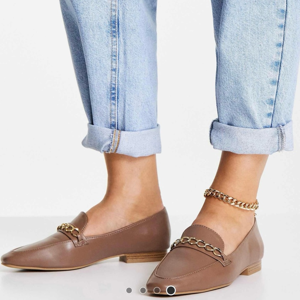 ASOS Tan Loafers with Gold Chain Detail